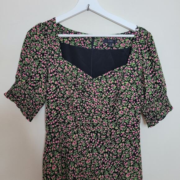 J Crew Smocked-sleeve Micro Floral midi dress in floral size 4  AO898 - Picture 3 of 5